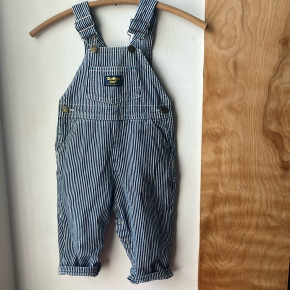 Vintage OshKosh hickory stripe overalls size 2T - Picture 1 of 11